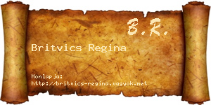 Britvics Regina névjegykártya